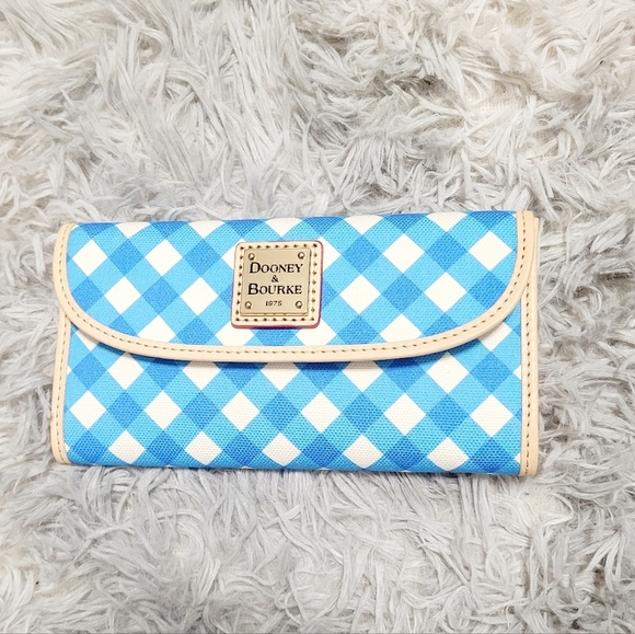 Dooney & Bourke “Kendall” Drawstring Blue Gingham Bag w/Matching Wallet, NWT - Picture 5 of 6